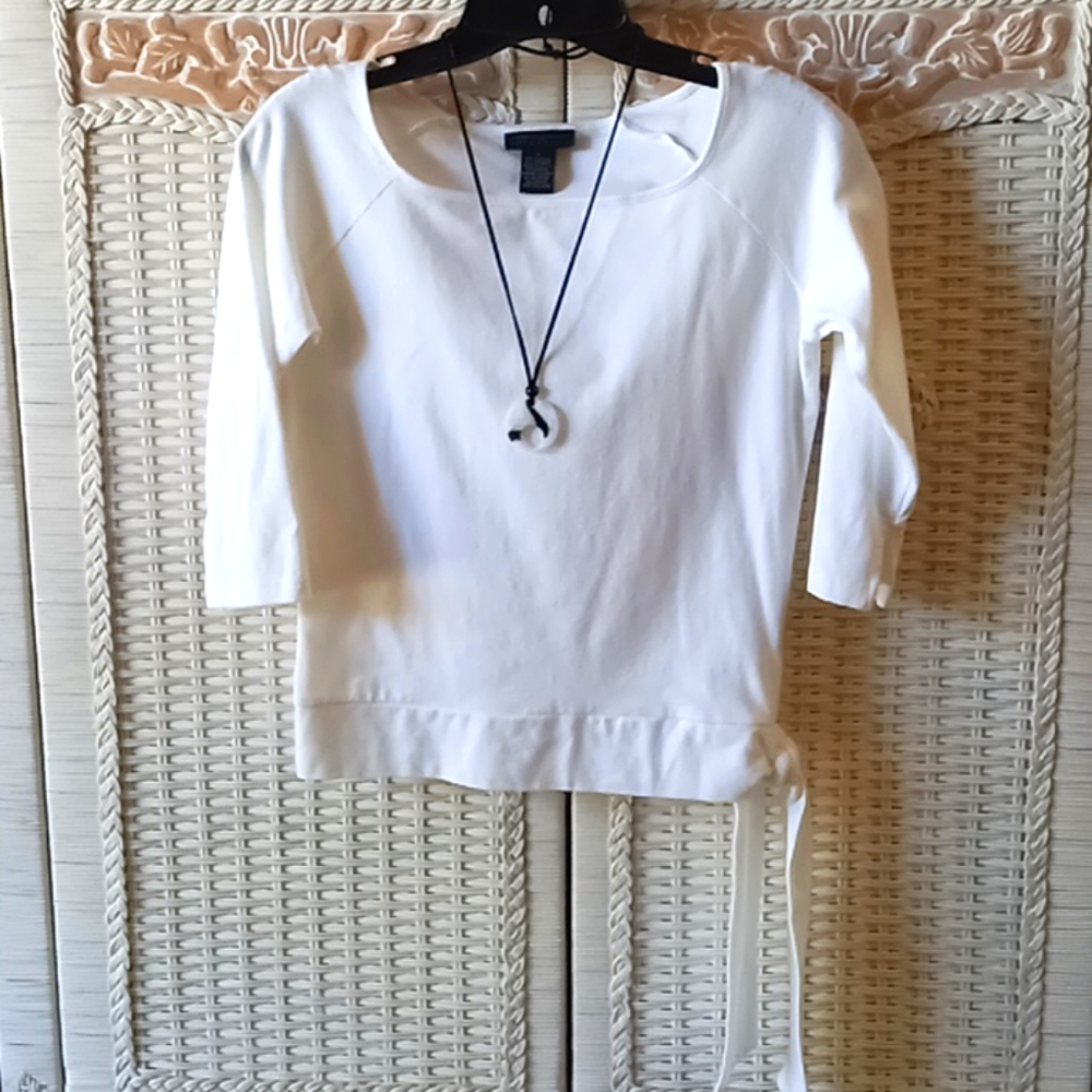 White stretchy top with side ties
